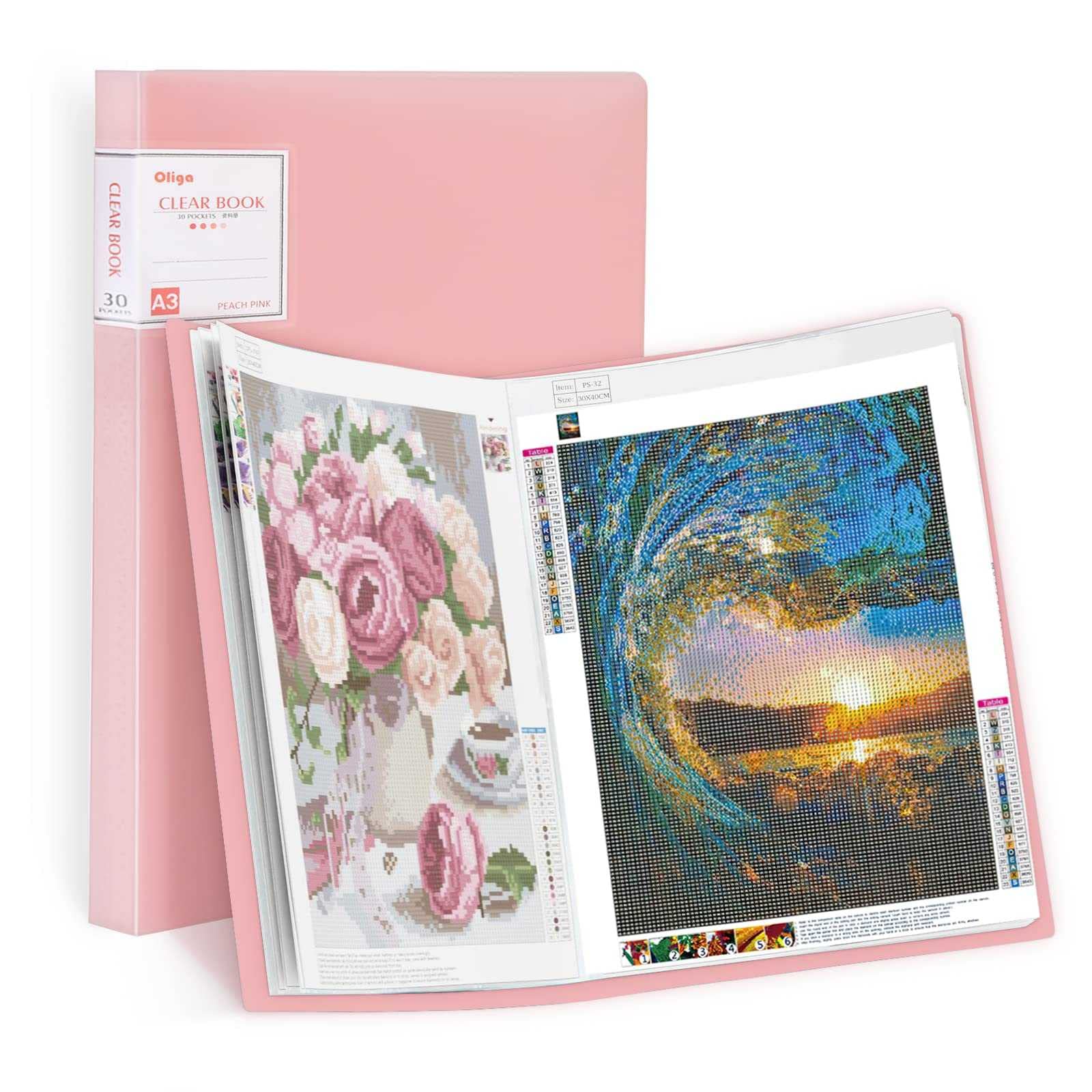 Amazon | A3 30ページのダイヤモンド絵画収納、クリア